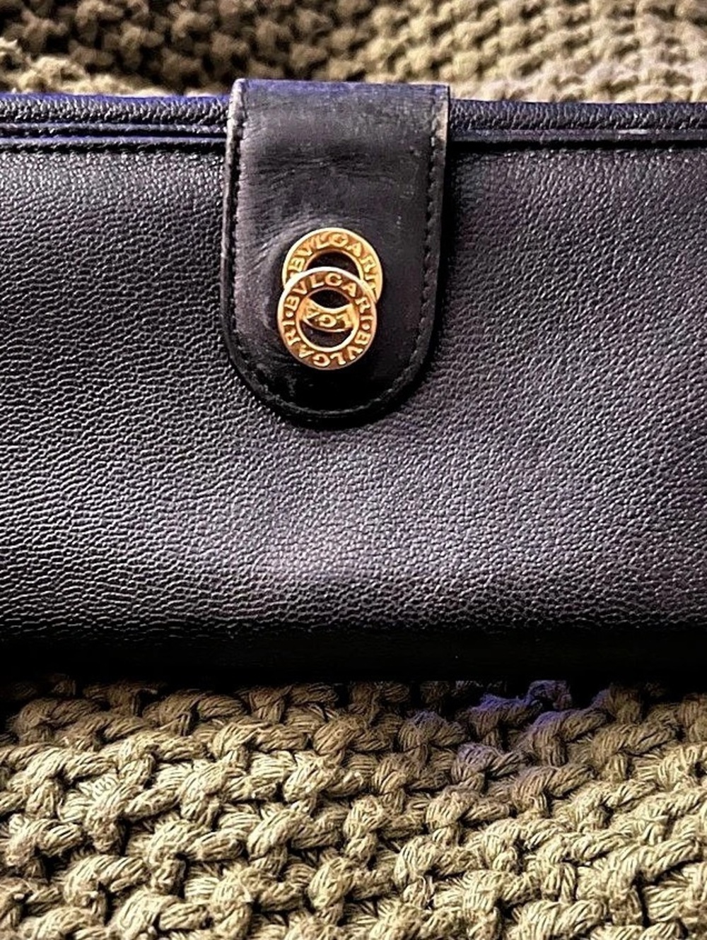Bvlgari Doppio Tondo Leather Bifold Long Wallet Billfold